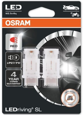 Osram LED Pære Rød P27/7W (2 stk)